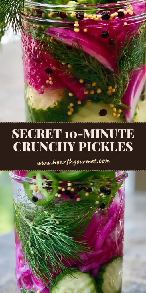 A crystal-clear Mason jar filled with layered crinkle-cut cucumbers, red onions, and jalapeños, illustrating professional pickling recipes.
