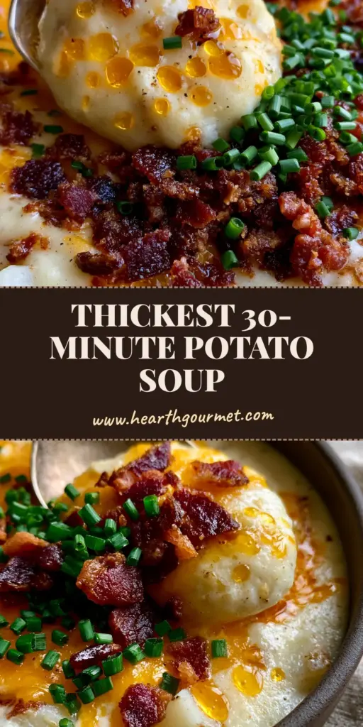 Outback Potato Soup Recipe: The Ultimate Ultra-Thick Comfort Bowl 4 A rustic white bowl of ultra-thick ivory potato soup topped with melted cheddar, charred bacon, and chives. (Outback potato soup recipe)
