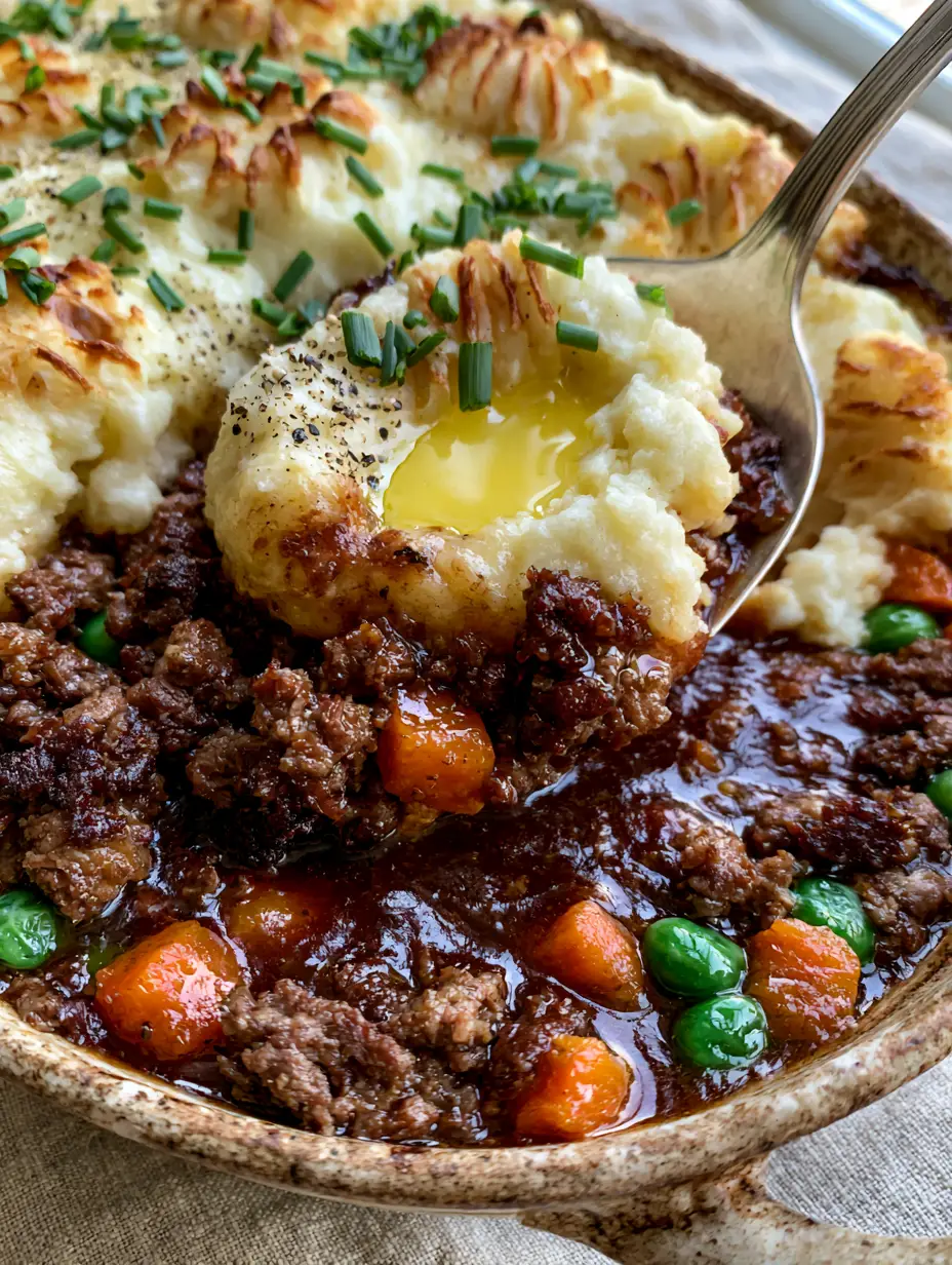 Close up of seared ground beef and vibrant vegetables in a Shepherd's Pie recipe.