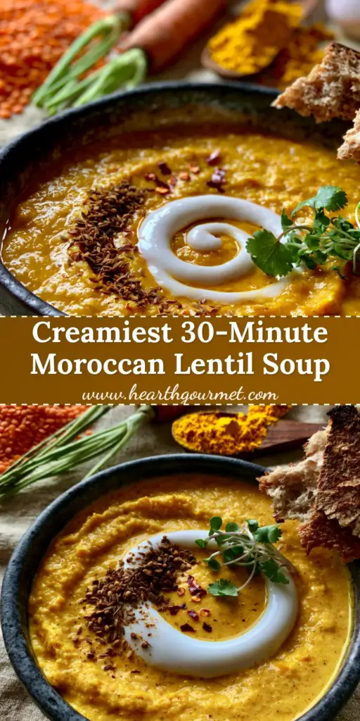 Carrot Lentil Soup with Velvety Coconut Milk and Toasted Cumin 4 A premium split-view of raw red lentils and whole carrots next to a charcoal bowl of golden carrot lentil soup with a coconut milk swirl.