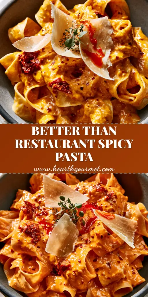 Creamy Calabrian Chili Pappardelle: A Spicy, Velvety Italian Classic 4 A close-up of Creamy Calabrian Chili Pappardelle in a charcoal bowl with parmesan shavings and micro-basil.