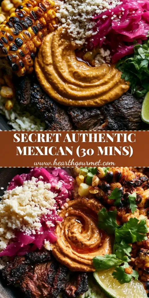 Authentic Mexican Recipes: The Ultimate Seared Skirt Steak & Blistered Street Corn Bowl 4 A top-down macro shot of a Mexican street-style bowl with seared skirt steak, blistered corn, and chipotle crema. (Authentic Mexican Recipes)