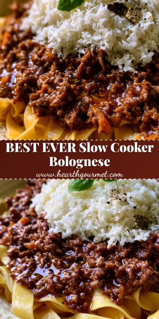 Ragù alla Bolognese: The Ultimate Guide to Authentic Mahogany Meat Sauce 4 A close-up of a rustic ceramic bowl filled with tagliatelle pasta and thick ragù alla bolognese topped with fluffy Parmigiano-Reggiano and a basil leaf.