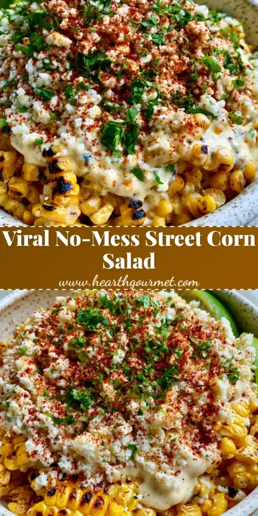 Mexican Street Corn Salad: The Ultimate Smoky and Creamy Esquites Recipe 4 A rustic speckled white bowl overflowing with Mexican Street Corn Salad, featuring charred kernels, cotija cheese, and a heavy dusting of red tajin seasoning.