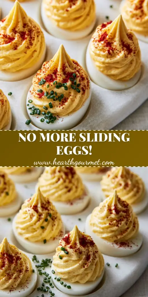 A premium white marble devilled egg plate with star-piped yolks, smoked paprika, and micro-chives.
