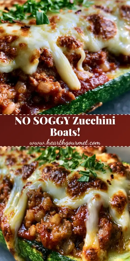 Ground Beef Zucchini Boats with Hearty Tomato Glaze and Bubbly Mozzarella 4 A close-up shot of ground beef zucchini boats featuring bubbly, toasted mozzarella cheese and fresh parsley garnish.