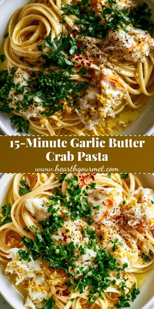 A close-up of glossy crab pasta with jumbo lump crab, lemon zest, and parsley in a white bowl. (crab pasta)
